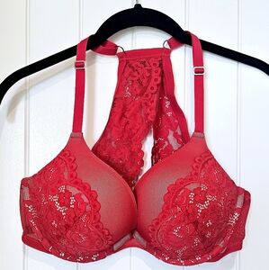 NWOT, New, Unworn, red lace push-up bra, 36C, Frederick's of Hollywood